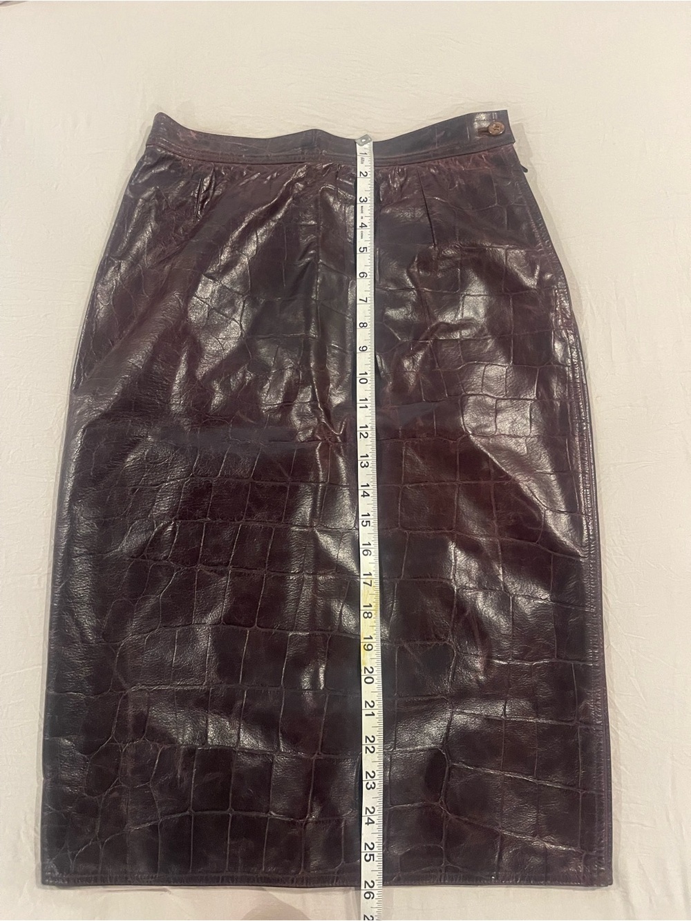 Ungaro Parallele Paris Leather Croc Embossed Pencil Skirt Italy Size 10 - Picture 5 of 7